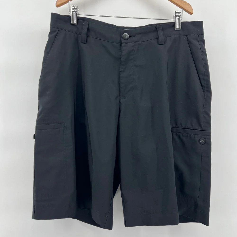 Adidas Golf Shorts Mens Size 32 Black Cargo‎ Pockets Athletic Activewear